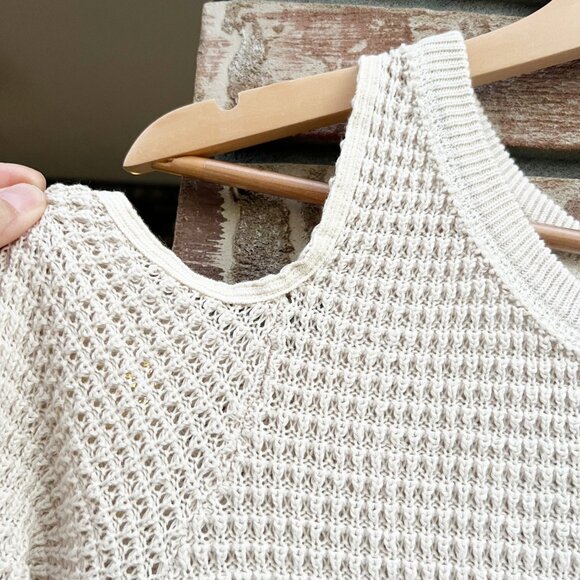 🆕 NWOT Free People | Sunrise Sunset Cold Shoulder Waffle Knit Sweater Top | S - Picture 7 of 13